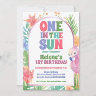 One In The Sun Tropical Summer 1st Birthday Party  Invitation