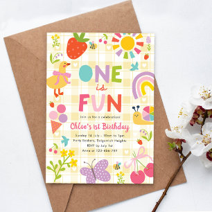 One is Fun Birthday Invite, First Birthday Party Invitation