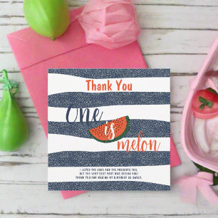 One is Melon 1st Birthday Party Watermelon Thank You Card
