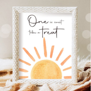 One is Sweet Take a Treat Boho Sunshine Birthday Poster