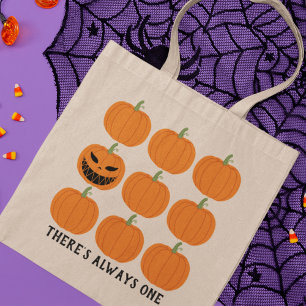One Jack-O'-Lantern with Pumpkins Tote Bag