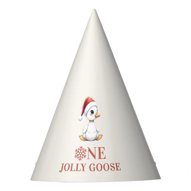 One Jolly Goose December First Birthday Party Hat (Front)