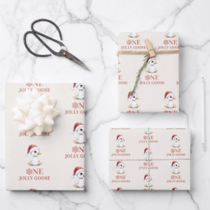 One Jolly Goose December First Birthday Wrapping Paper Sheet