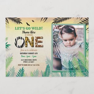 One Jungle 1st Birthday Party Safari ZOO Photo Invitation