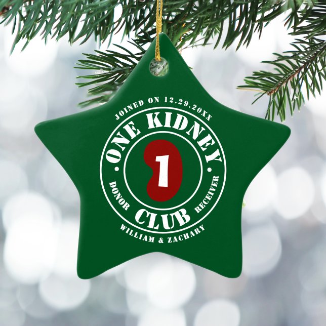 One Kidney Club Donor Receiver Names Date Ceramic Ornament (Creator Uploaded)