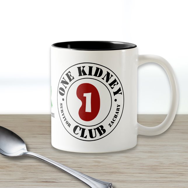One Kidney Club Donor Recipient Names Date Two-Tone Coffee Mug (Creator Uploaded)
