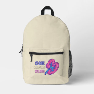 ONE KIDNEY CLUB, KIDNEY Transplant Printed Backpack