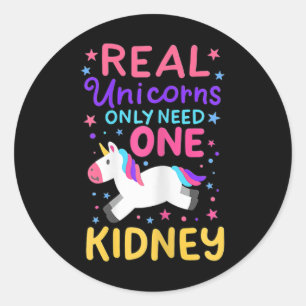 One Kidney Transplant Renal Surgery Cute Unicorn F Classic Round Sticker