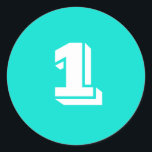 One Large Round Turquoise Number Stickers by Janz<br><div class="desc">Custom Number Sticker Designs by Janz © 2008-2017 Jan Fitzgerald. All rights reserved. Graphic Design,  Artwork,  & Photography by Jan & Michael Fitzgerald.</div>