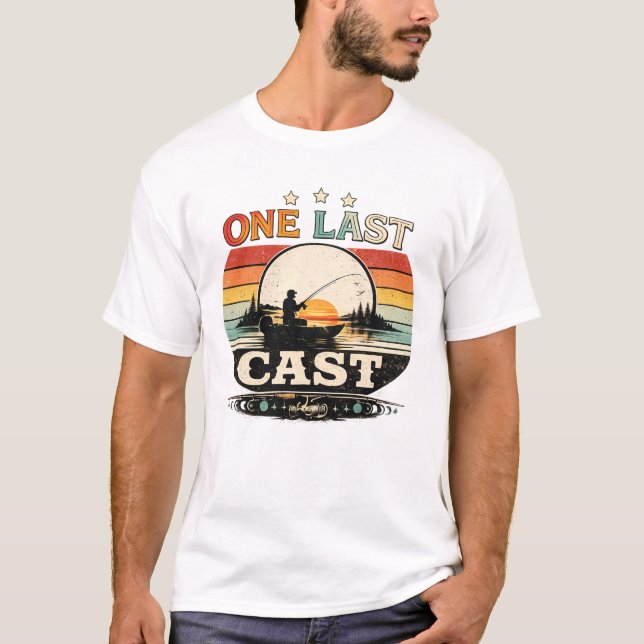 One Last Cast Retro Sunset T-Shirt (Front)
