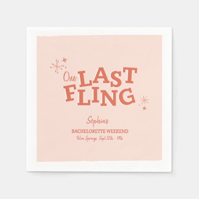 One Last Fling Bachelorette Napkin (Front)
