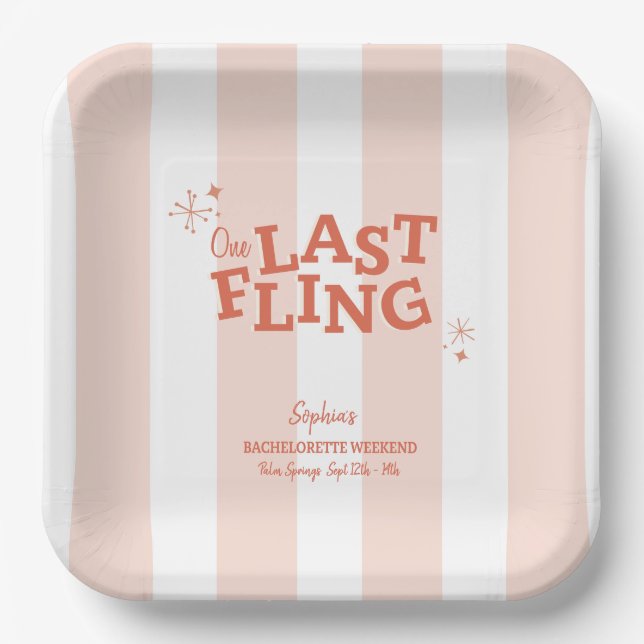 One Last Fling Bachelorette Paper Plate (Front)