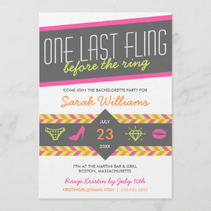 One Last Fling Bachelorette Party Invitation