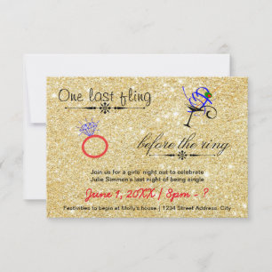 One Last Fling / Gold -3x5 Bachelorette Invitation