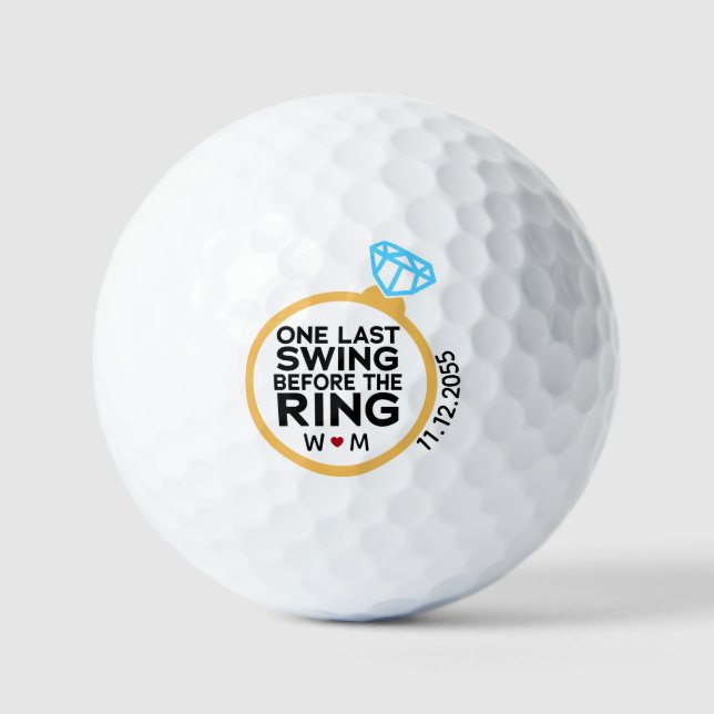 One Last Swing Before the Ring – Bachelor Party Golf Balls (Front)
