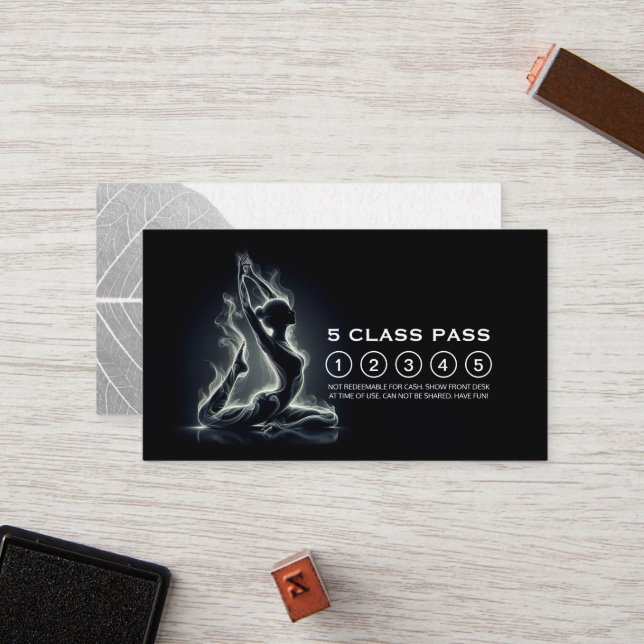 One-legged King Pigeon Yoga Instructor Class Pass Loyalty Card (Front/Back In Situ)