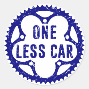 One Less Car Classic Round Sticker