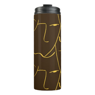 One Line Drawing Faces Pattern Thermal Tumbler