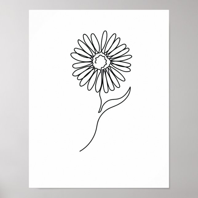 One Line Drawing Sonnenblume Single Art Poster (Front)
