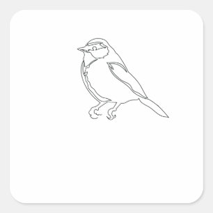 One Line Drawing Vogel Spatz Single Art Square Sticker