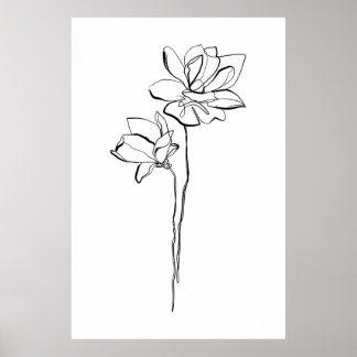 One Line Flower Poster