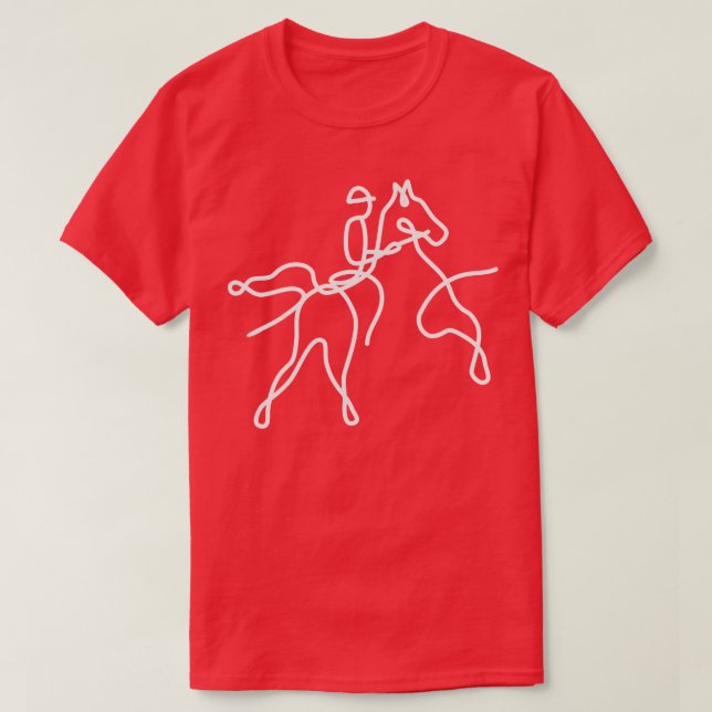 One Line Horse Rider with majestic horses 1 T-Shirt (Design Front)