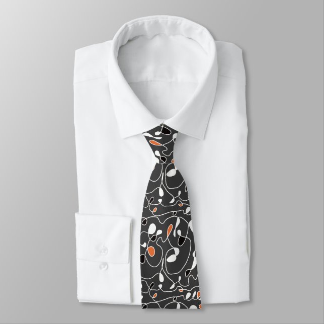 One Line Pattern Line Art Neck Tie (Tied)