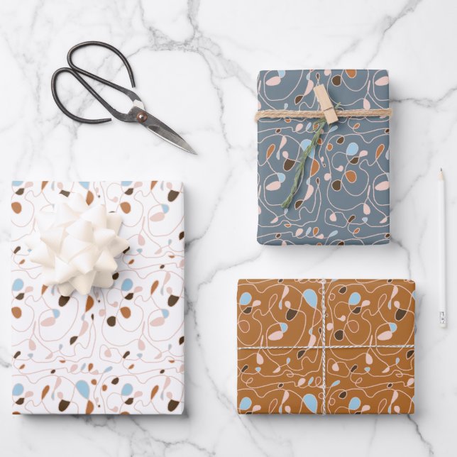 One Line Pattern Line Art Wrapping Paper (Front)