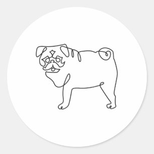 One Line Pug Tattoo _1  Classic Round Sticker