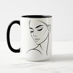One Line Woman Face Drawing No3 Mug