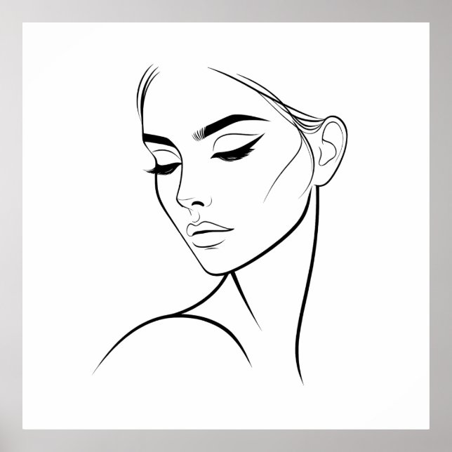 One Line Woman Face Drawing No3 Poster (Front)
