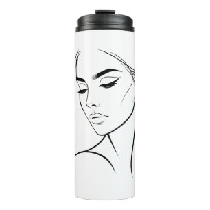 One Line Woman Face Drawing No3 Thermal Tumbler