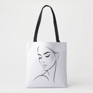 One Line Woman Face Drawing No3 Tote Bag