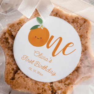 One Little Cutie Birthday Party Classic Round Sticker
