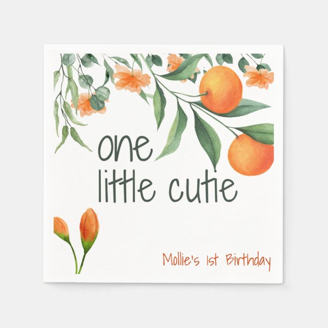One Little Cutie Fist 1st Birthday Napkin (Front)