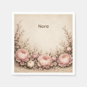 One Little Friend Floral First Birthday  Napkin