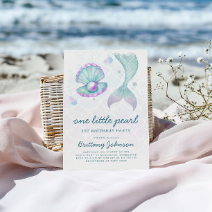 One Little Pearl 1st Birthday Invitation