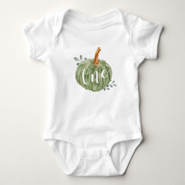 One Little Pumpkin 1st Birthday Boy Baby Bodysuit (Front)