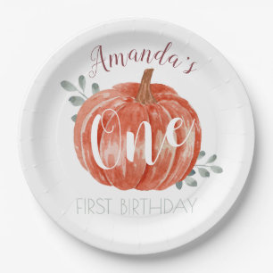 One Little Pumpkin 1st Birthday  Paper Plate