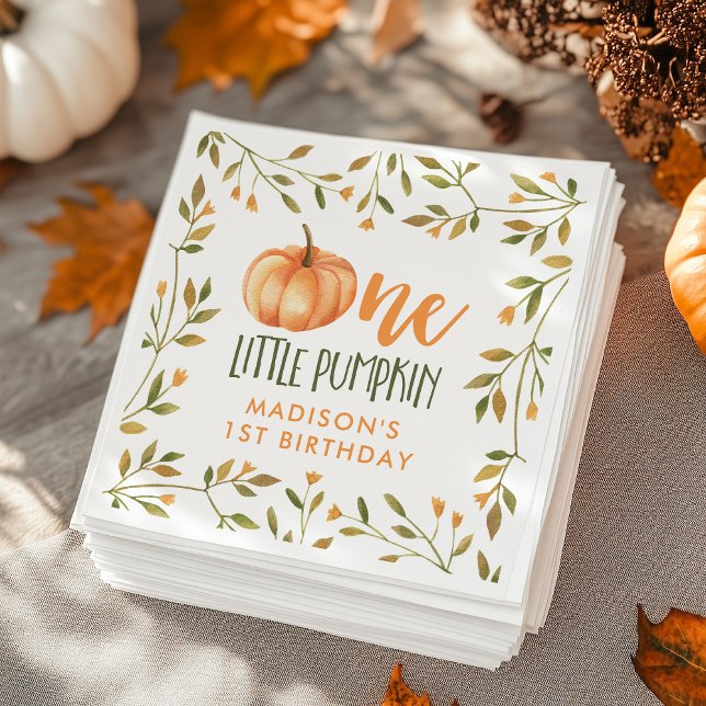 One Little Pumpkin Baby's 1st Birthday Napkin (Creator Uploaded)