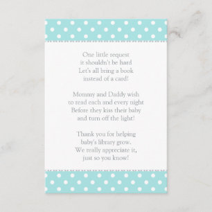 One Little Request Aqua Blue Baby Shower Book Enclosure Card