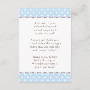 One Little Request Blue Baby Shower Book Enclosure Card