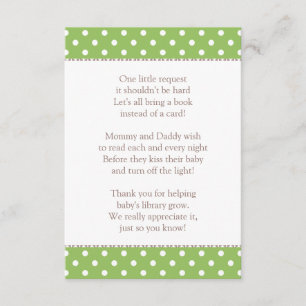 One Little Request Green Baby Shower Book Enclosure Card
