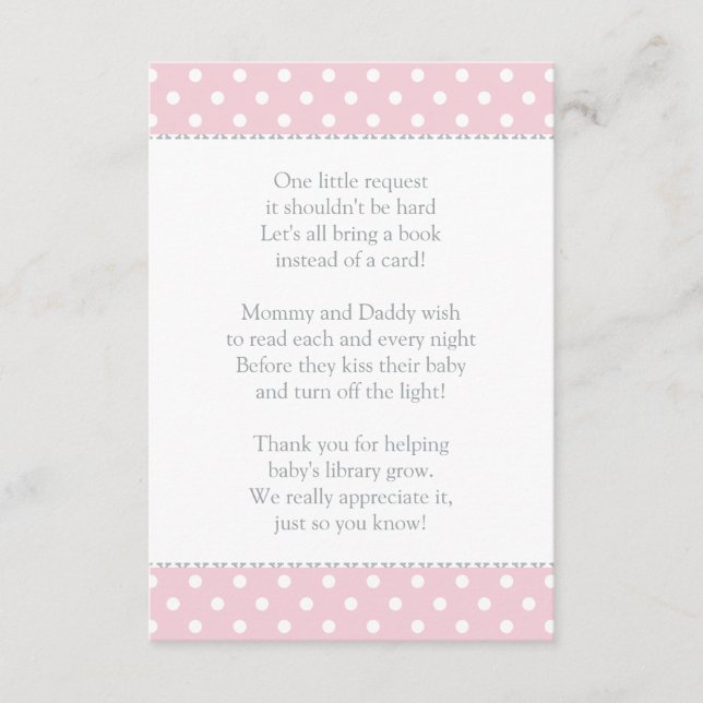 One Little Request Pink Baby Shower Book Enclosure Card (Front)