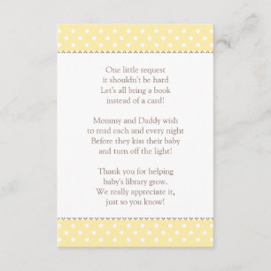 One Little Request Yellow Baby Shower Book Enclosure Card
