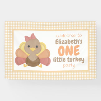 One Little Turkey First Birthday Banner