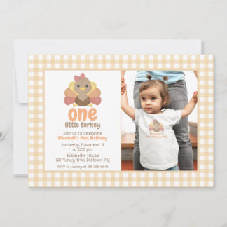 One Little Turkey First Birthday Party Invitation