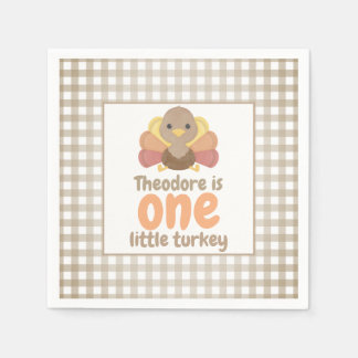 One Little Turkey First Birthday Party Napkin