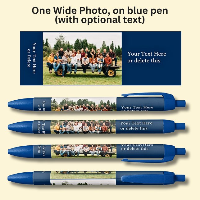One Long Wide Photo with optional text on Blue Ink Pen (Creator Uploaded)