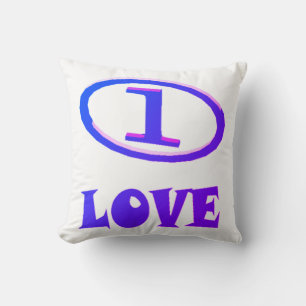 One Love art pattern blue hint of purple          Cushion
